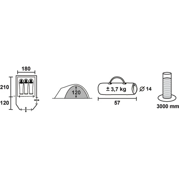 CAMPZ Lakeland 3P Tente, Beige 8 CAMPZ Lakeland 3P Tente, Beige – Image 6