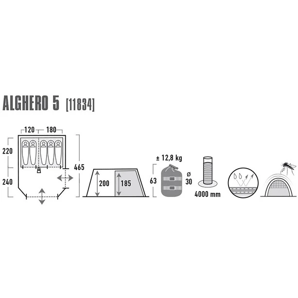 High Peak Alghero 5 Tente, Gris 7 High Peak Alghero 5 Tente, Gris – Image 5