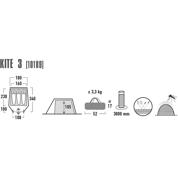 High Peak Kite 3 Tente, Olive 5 High Peak Kite 3 Tente, Olive – Image 3