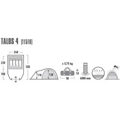 High Peak Talos 4 Tente, Noir/vert -Zempire Boutique high peak talos 4 tent dark grey green 3