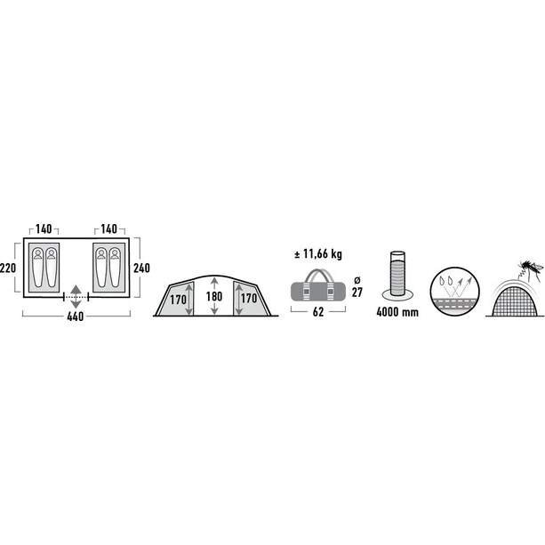 High Peak Tauris 4 Tente, Noir 7 High Peak Tauris 4 Tente, Noir – Image 5